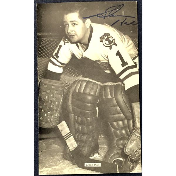 GLENN HALL (HOF) J.D. McCARTHY SIGNED POSTCARD