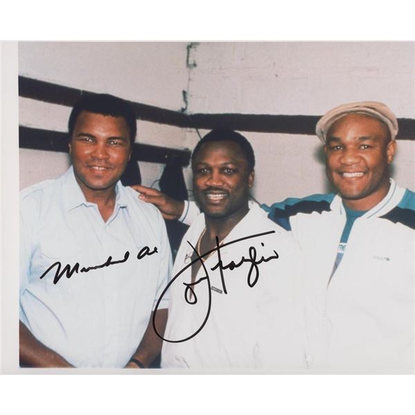 Muhammad Ali and Joe Frazier signed photo. GFA Authenticated