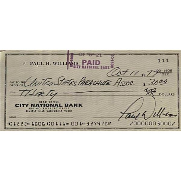 Paul Williams signed 1977 check