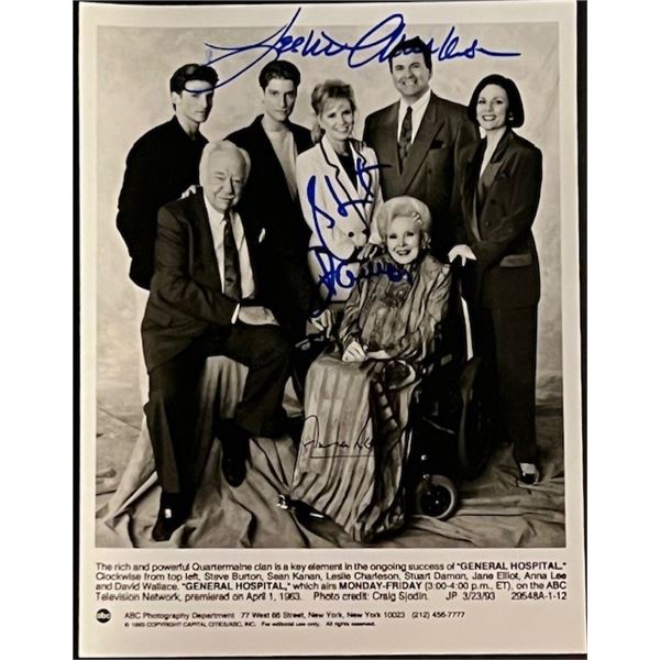 General Hospital Cast Signed Photo. Signed by Leslie Charleson, Anna Lee, and Stuart Damon.