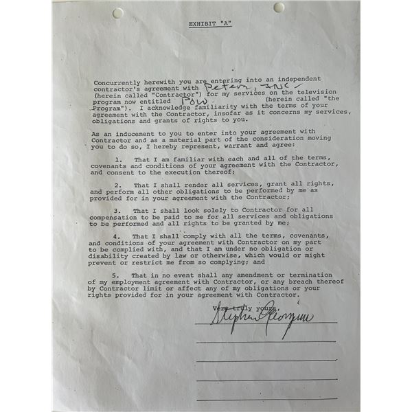 Cat Stevens signed contract