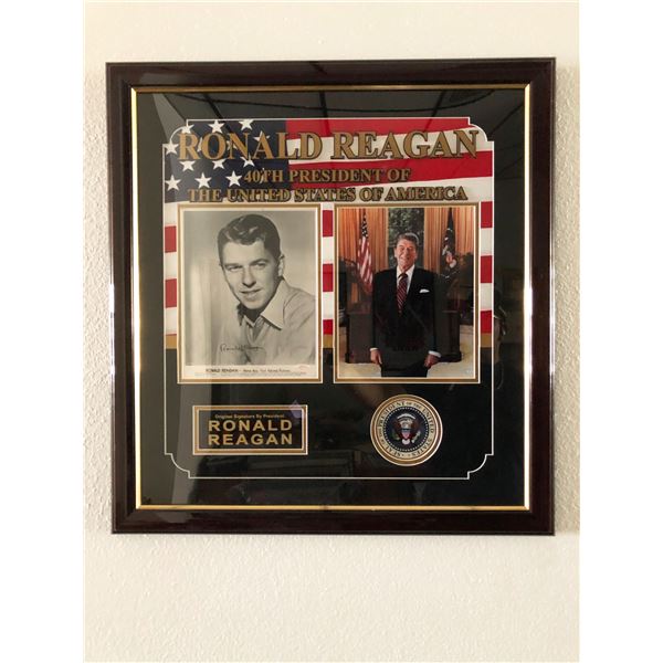 Ronald Reagan signed photo collage