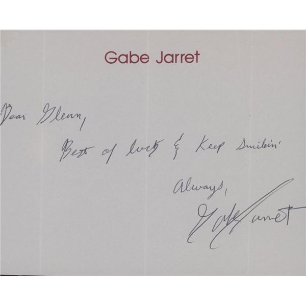 The Real Genius' Gabe Jarret signed note