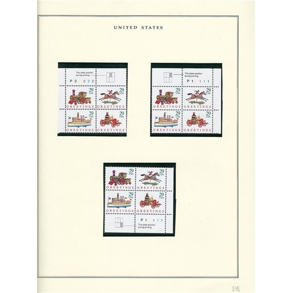 US stamp collector sheet featuring Season's Greetings stamps