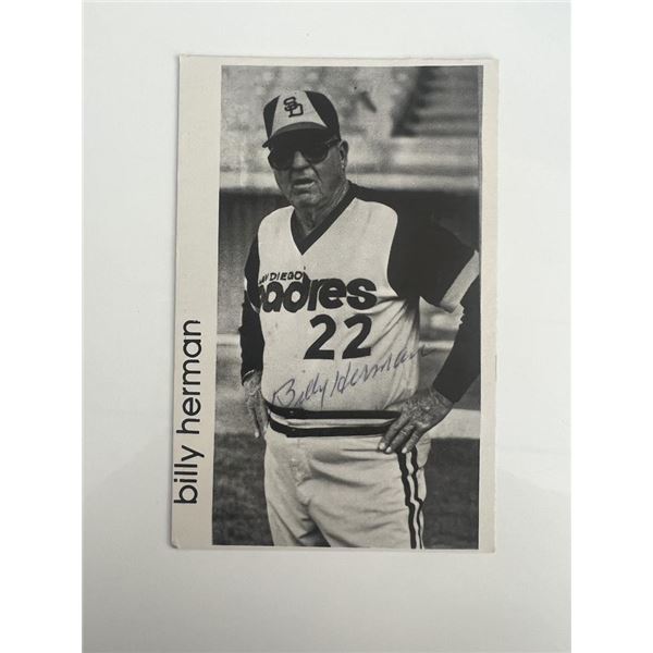 San Diego Padres Billy Herman signed baseball card