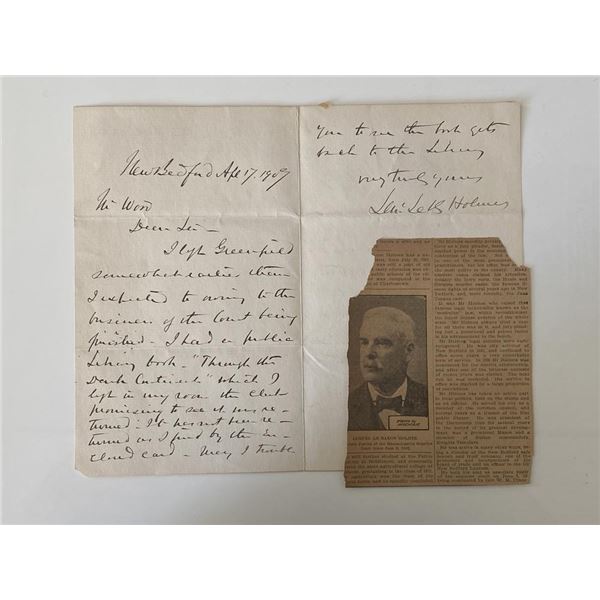 Associate Justice Baron Lemuel Holmes signed card