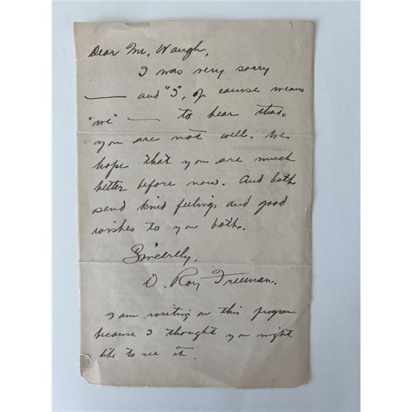 Military director D. Roy Freeman signed letter