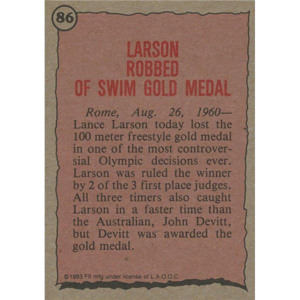 Olympian Lance Larson signed trading card