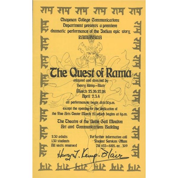 Henry Kemp-Blair signed playbill