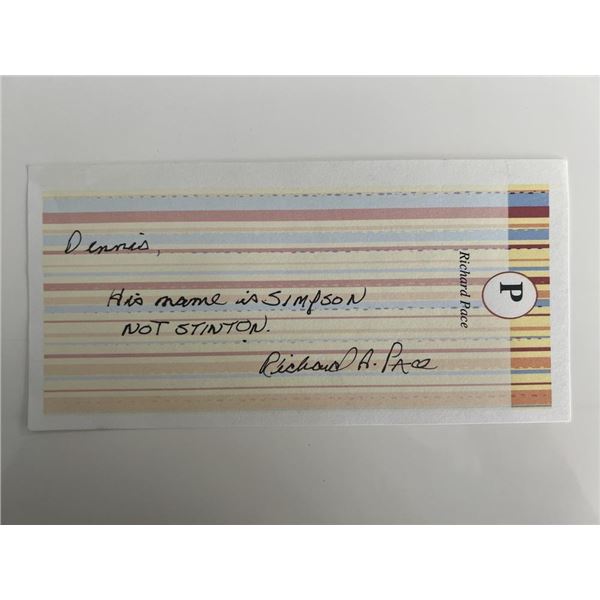 JFK Assassination Richard A. Pace signed note on personal stationary