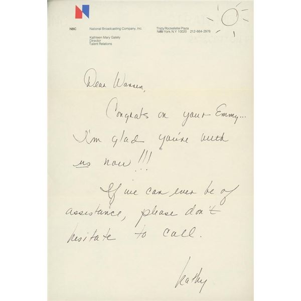 Kathleen Mary Gately (NBC) signed letter