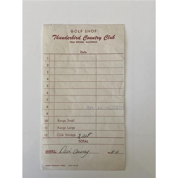 Desi Arnaz signed invoice