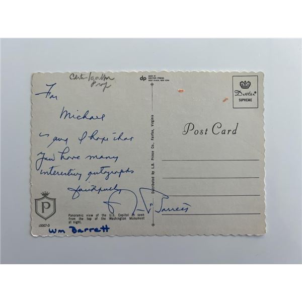 Professor William Barrett signed postcard