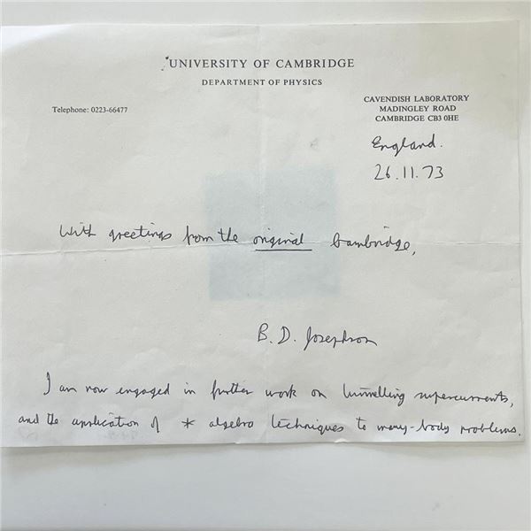British Physicist Brian Josephson signed letter