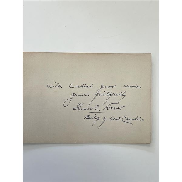 Bishop of East Carolina Thomas C. Darst signed note