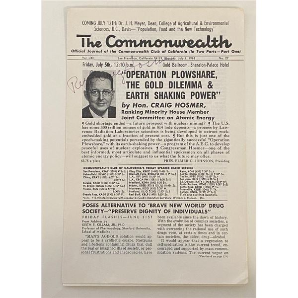 California Congressman Craig Hosmer signed Commonwealth Journal newspaper