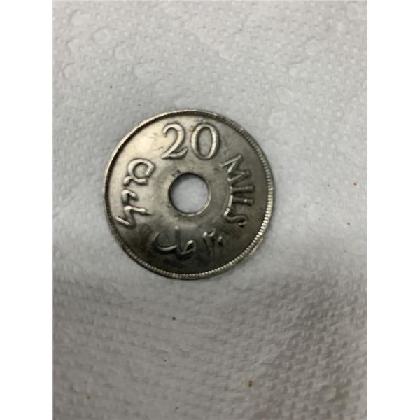 1927 Palestinian 20 Mils coin