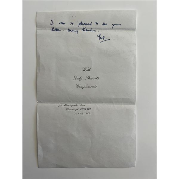 The Rough Magic Author Lady Mary Stewart signed note