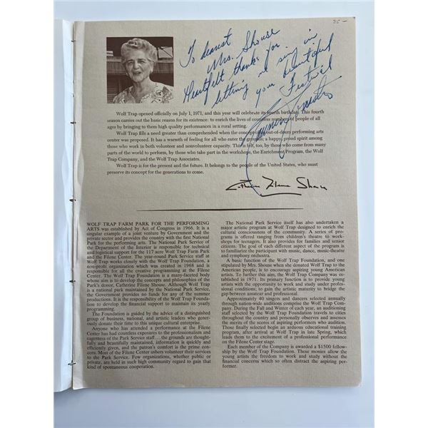 Opera Singer Maureen Forrester signed Wolf Trap program
