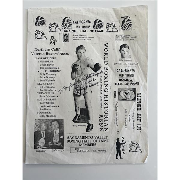 Boxer Billy Mahoney signed print