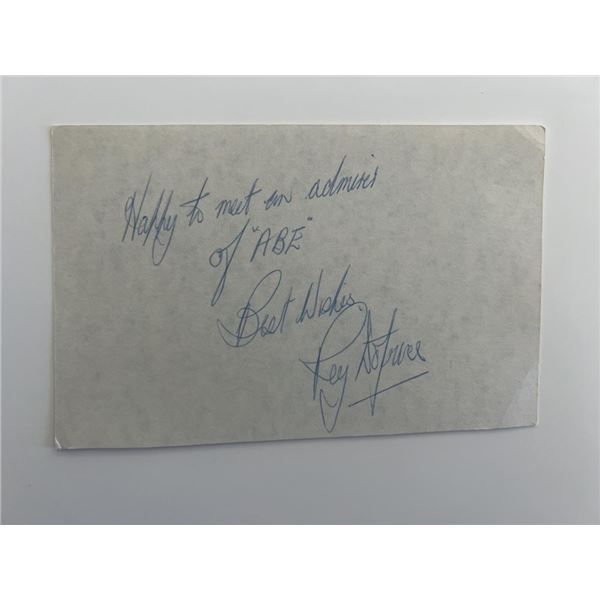 Actor Roy Dotrice signed note