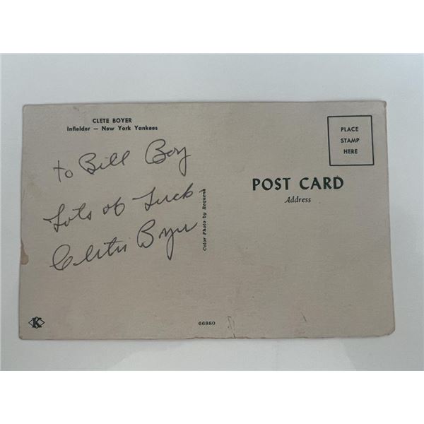 New York Yankees Clete Boyer signed postcard