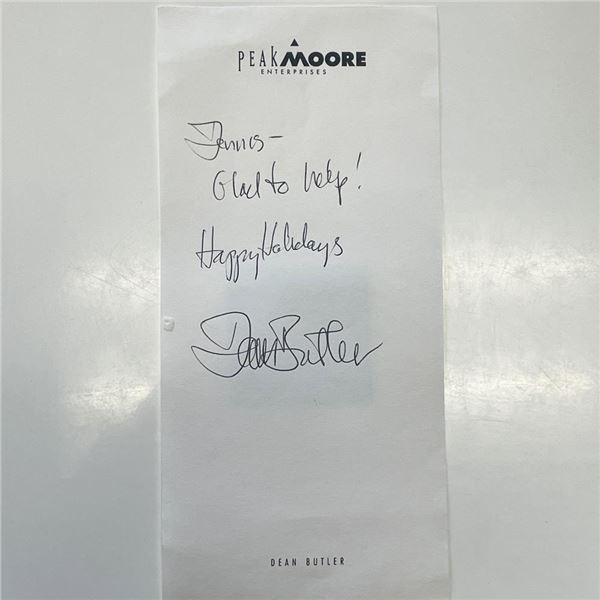 Dean Butler signed note