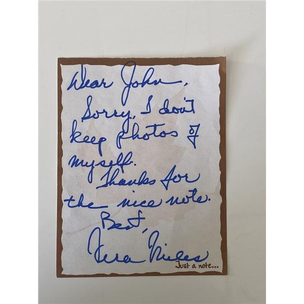 Vera Miles signed note