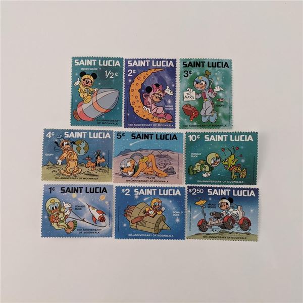 St. Lucia 1980 Disney Space Scenes Stamp Set