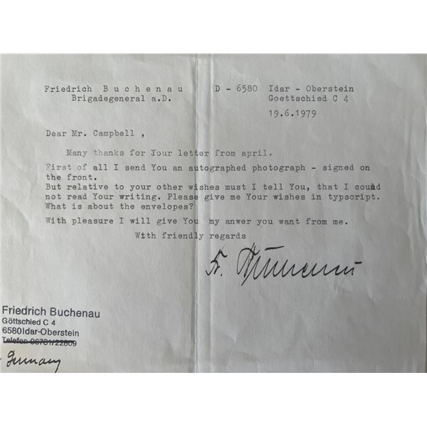 Friedrich Buchenau signed note