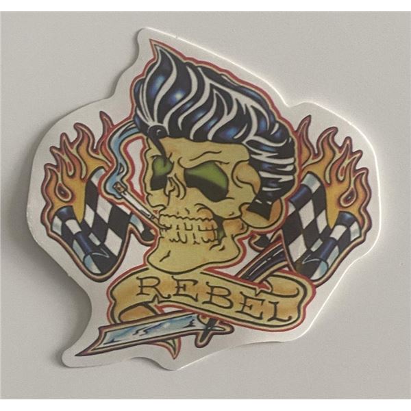 Rockabilly Rebel racing skull sticker