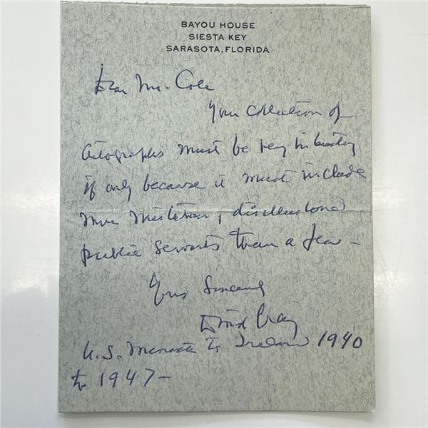 US Minister to Ireland David Gray signed letter