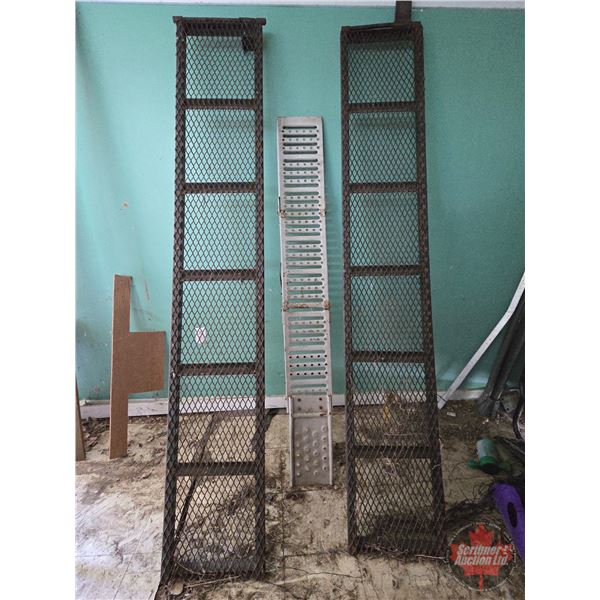 Steel Ramps (2) : 8'L x 16"W c/w Single Foldable Steel Ramp