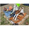 Image 1 : PALLET LOT : Kids Combo : Rocking Horse, Balls & Bat, Rackets, Wake Board, etc