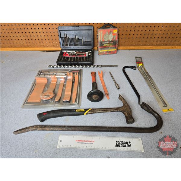 Framing Hammer, Pry Bars, Auger Bit, Spade Bit Extension, etc