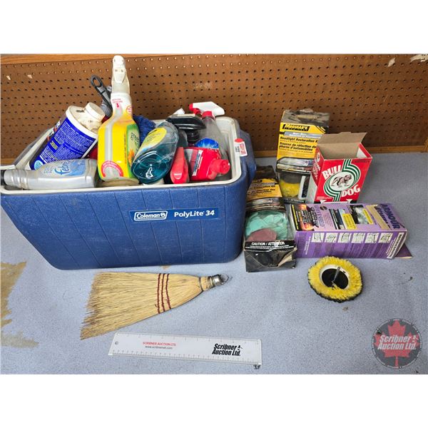 Large Variety of Cleaning Supplies w/Cooler