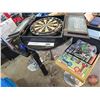 Image 1 : Games Room Combo : Bar Table & Chairs, Dart Board, Shot Glasses, Poker Chips, Pool Cue, Golf Decor,