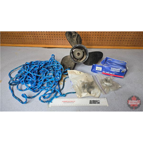 Marine Tray Lot : Propeller, Impeller Kit, Hub Dust Cap for Boat Trailer & Boat Rope