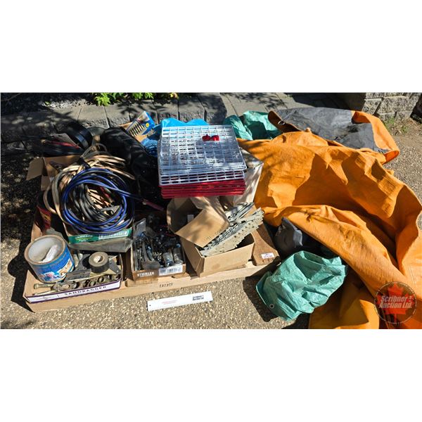 PALLET LOT : Variety of Fasteners, Booster Cables, Hose Clamps, Adhesive Tape, etc