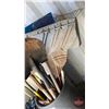 Image 4 : Trash Can w/Long Handled Tools : Shovels, Rakes, Hand Saws, Axe, Brooms