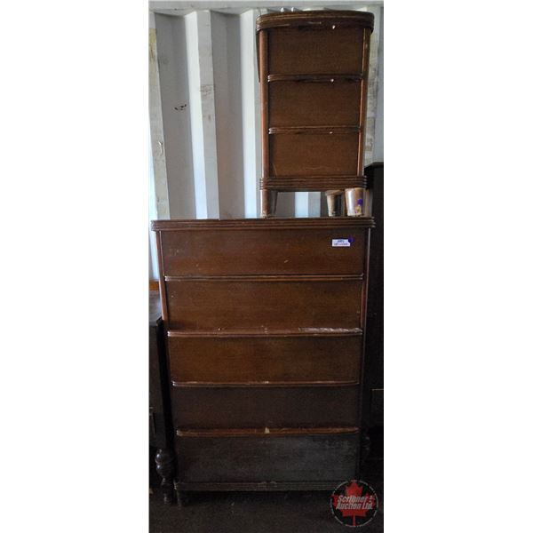 Wooden Tallboy Dresser w/Matching End Table