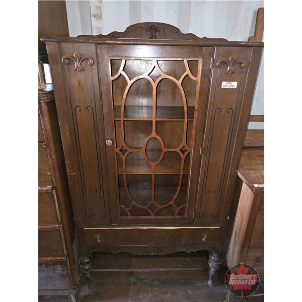 Antique Wooden Lattice Front China Cabinet - Durnham Furniture Co
