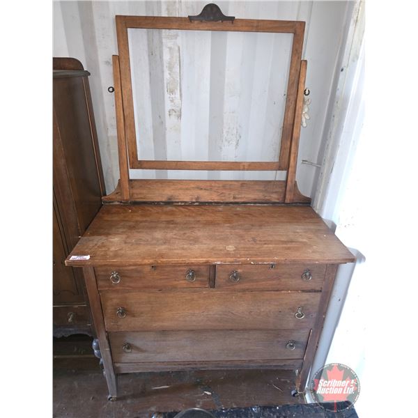 Antique Wooden Dresser w/Mirror Frame