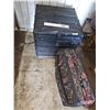 Image 1 : Shipping Trunk w/Jordache Soft Sided Luggage, Vintage Coat & Picture Frames