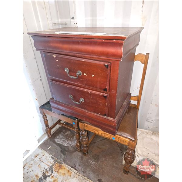 Furniture Combo : Wooden Chairs (2) & End Table