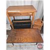Image 1 : Oak Table w/Drawer, Coffee Table, Foot Stool & Corner Shelf