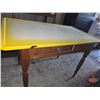 Image 2 : Wooden Table w/Enamel Top & Drawer