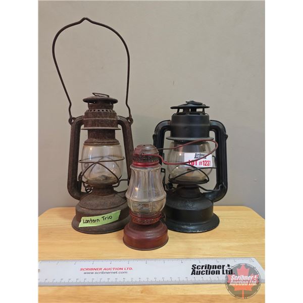 Barn Lantern Trio :  - Feuerhand No 276 - Hasag No 651 - No Name