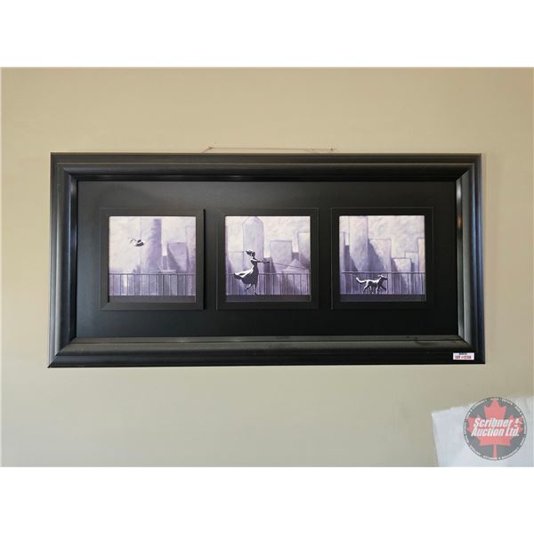 Framed Wall Art (Woman w/Dog)  (27"H x 55"W)