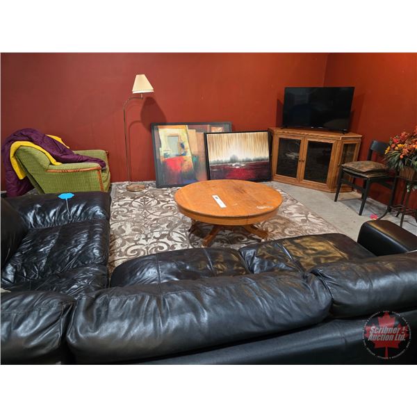 RUMPUS ROOM LOT : BULK BUY !!! Including :  Leather Sectional Couch - Arm Chair - 43"Roku TV - Lam